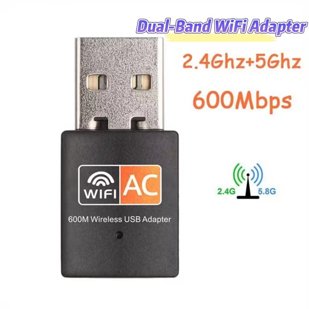 USB WiFi Adapter 600Mbps 2.4GHz 5GHz WiFi Antenna Dual Band 802.11b/n/g/ac Mini Wireless Computer