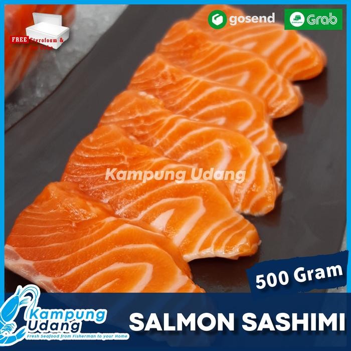 

Salmon Sashimi 500 Gram Ready To Eat (Free Soyu Dan Wasabi) / Salmon