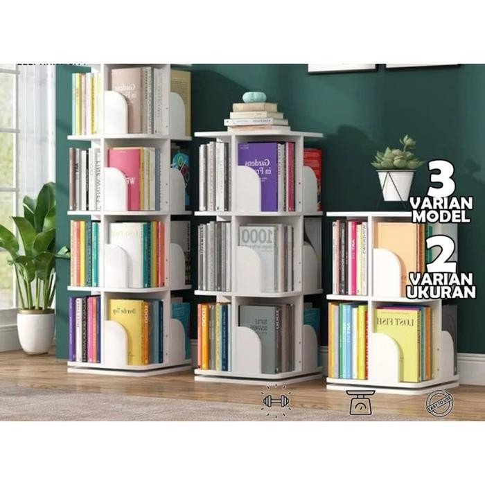 

Rak Buku Putar 5 Tingkat Roda Bookshelf Sekolah Anak 360 Derajat Wpc 4 3 Susun Storage Learning Book