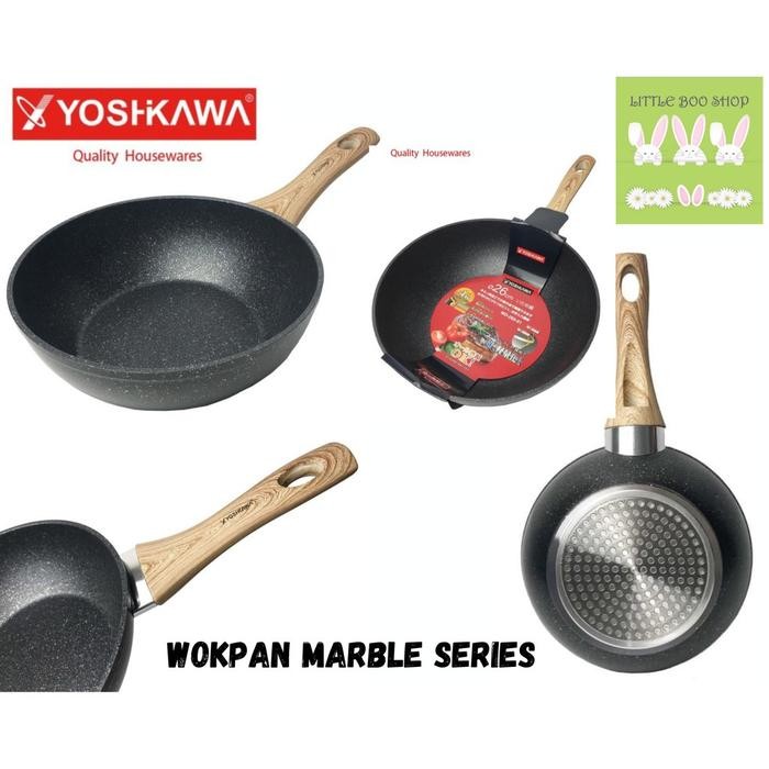Wok Pan Yoshikawa Marble 22 Cm Gratisongkir