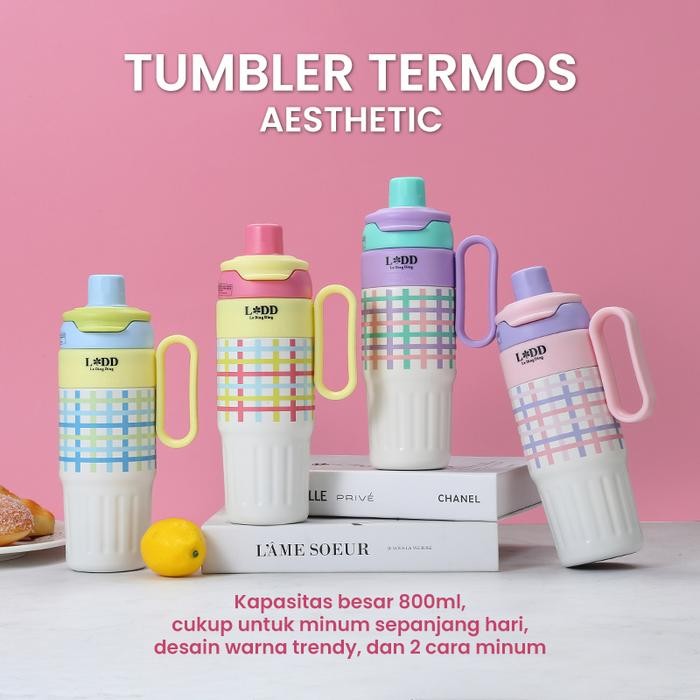 Ledingding-Tumblers Aesthetic Tumbler Tahan Panas Dingin 24 Jam Botol Minum 800Ml Termos Air Panas