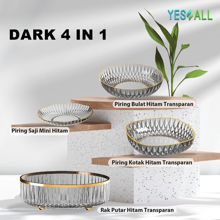 [Buy1Get4] Yesall Rak Kosmetik + Piring Saji Transparan Aesthetic - Rak Putar Tempat Make Up Tray