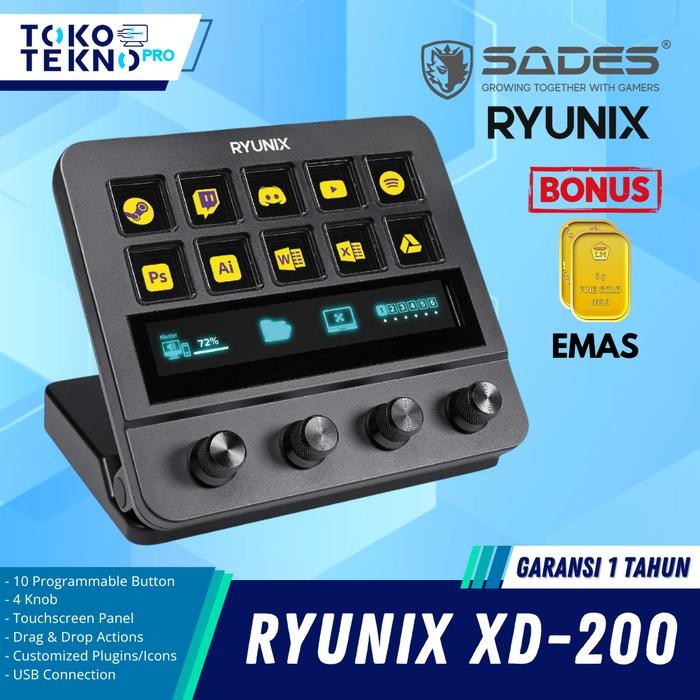 Sades Ryunix XD200 / XD-200 Steamdeck Controller Detachable Type-C With Touchscreen Panel
