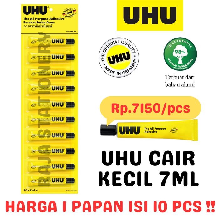 

UHU ALL PURPOSE GLUE 7ML LEM SERBAGUNA UHU CAIR BENING KECIL [10PCS]