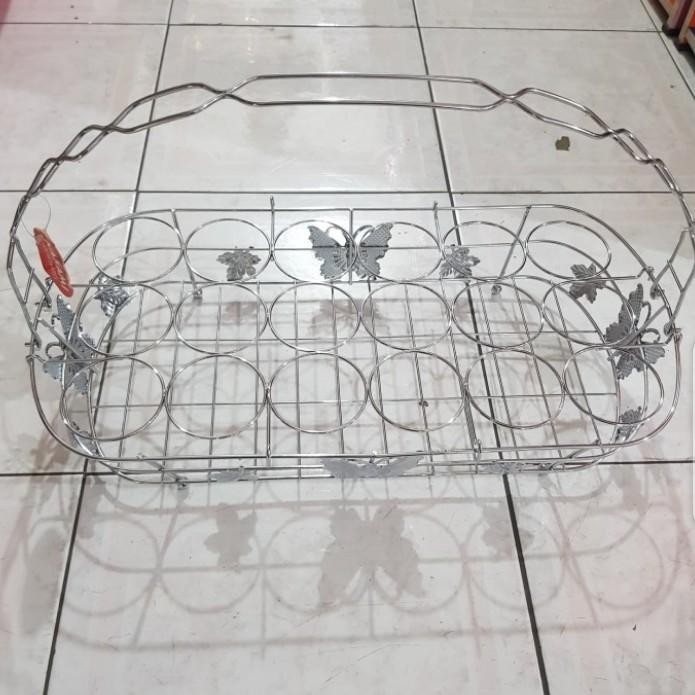 Tempat Aqua gelas Stainless Nakami isi 18 Lubang