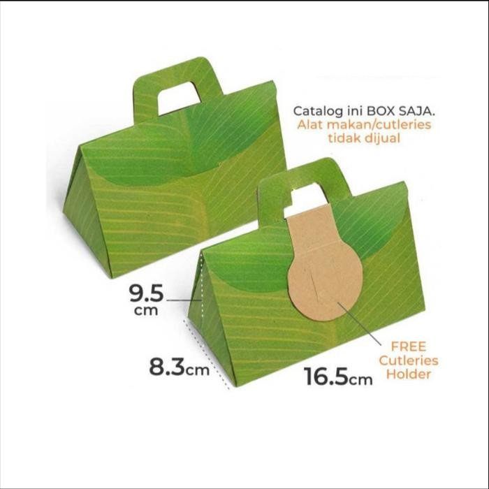 BEST SELLER Paper Lunch Box Daun Pisang Kertas Kemasan Makanan Nasi Bungkus Modern