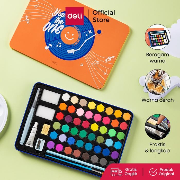 

Deli Solid Watercolor Paint / Set Cat Air Padat Warna Terang 73936-X