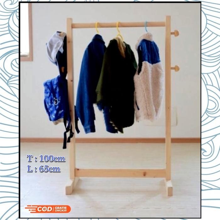 Stand Hanger Kayu Gantungan Baju / Hanger Pakaian / Gantungan Baju