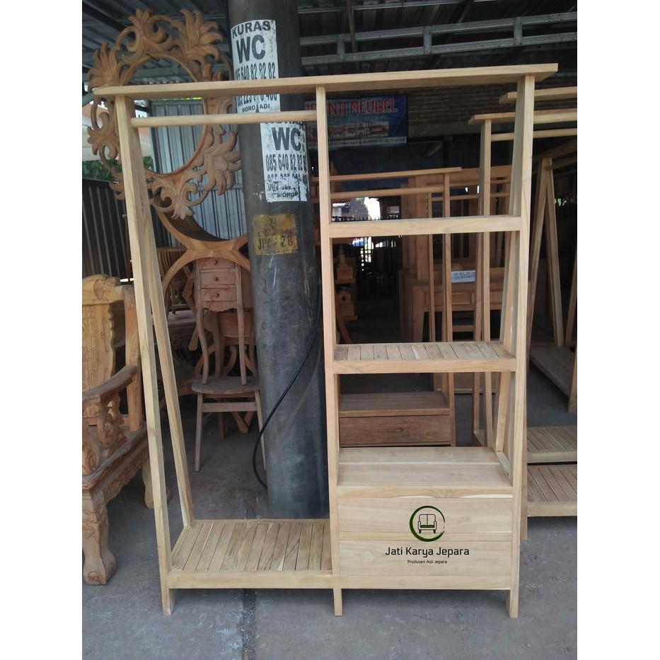 Gawangan Baju Kayu /Gantungan Pakaian Stand Hanger / Almari