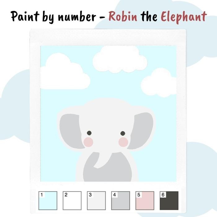 

Kids Paint by Number Kit - Robin the Elephant