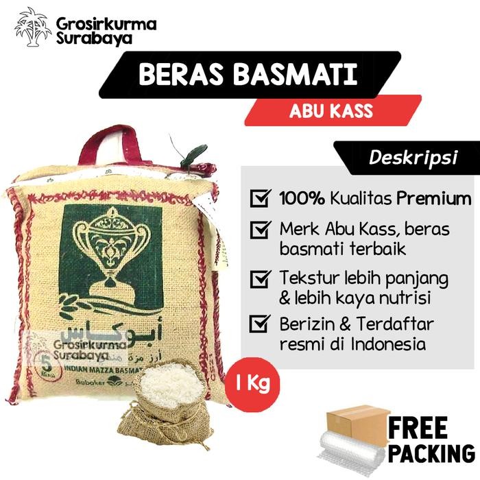 

Beras Basmati Abu Kass Premium 1kg Khas Timur Tengah Dari India