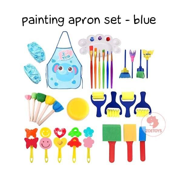 

Zoetoys Painting Apron Set Kids Painting Kit Peralatan Melukis Spons Apron Celemek Lukis
