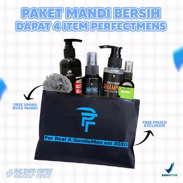 PAKET LENGKAP MANDI PRIA BEBAS BAU BADAN PERFECTMENS paket mandi perfectmens laki laki cowok pouch