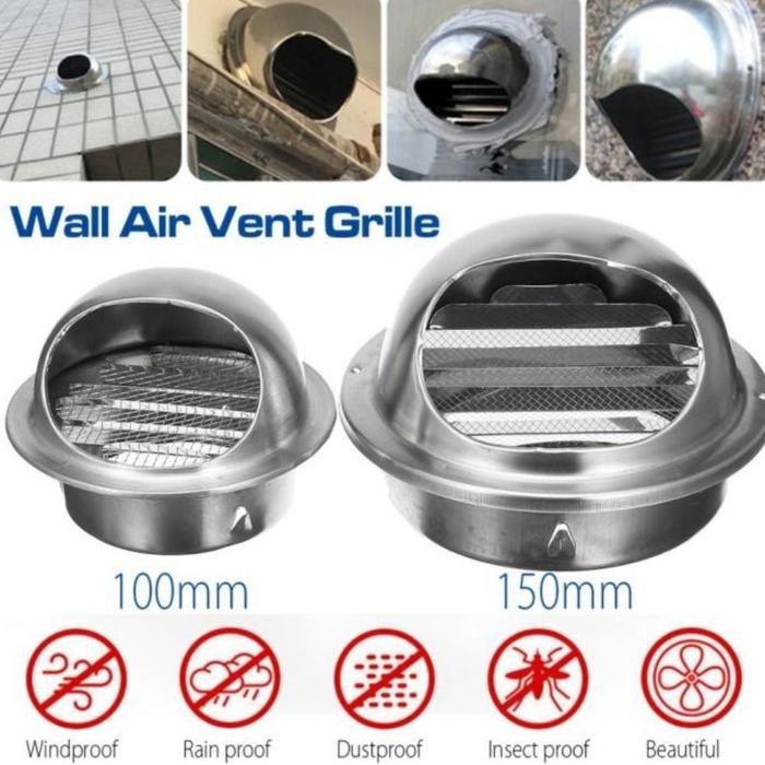 exhaust fan drill tutup cerobong asap 4 in (100 mm) stainless