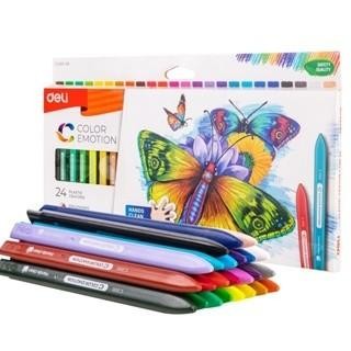 

Deli Plastic Crayon / Krayon Plastik 12/18/24 Warna Triangular Tahan Lama Non-Toxic EC200X0