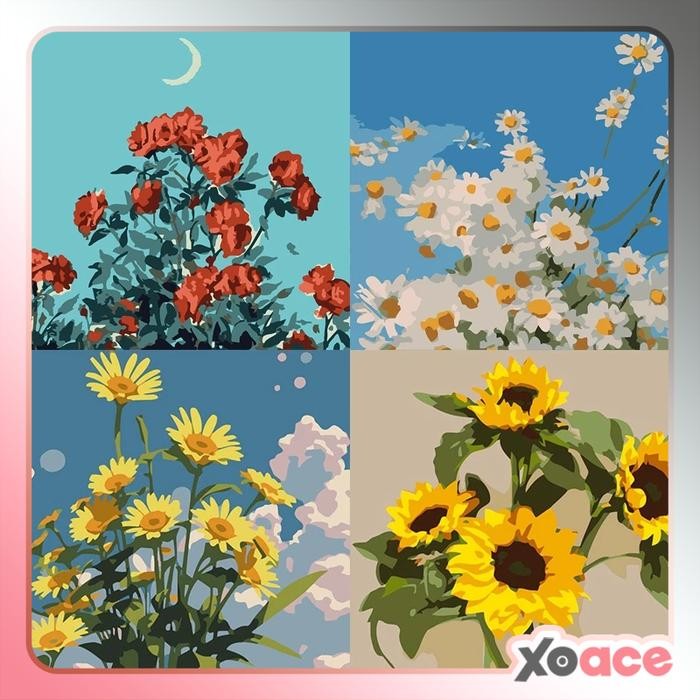 

[20x20] Paint By Number Painting By Numbers Kit DIY Digital Lukisan Canvas Seri Bunga Flower