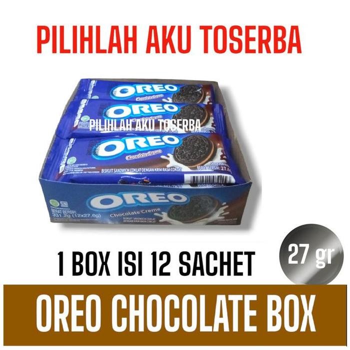 

Ger Biskuit Oreo Chocolate Creme / Cokelat Krim 27 gr ( HARGA PER BOX )