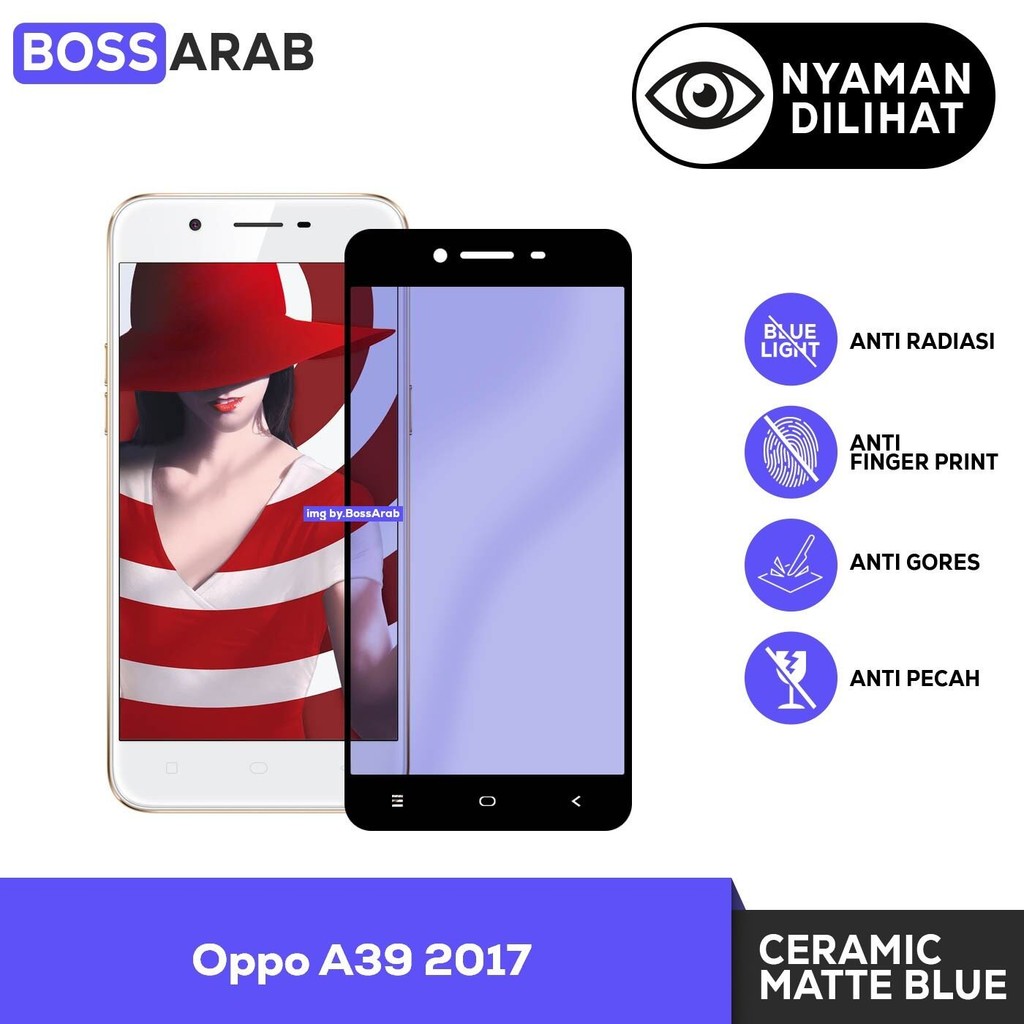 Tempered Glass Blue Untuk Oppo A39 (2017) | Ceramic Film Matte Anti Radiasi