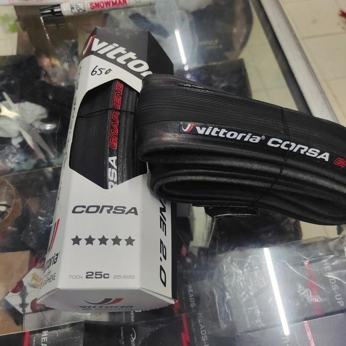 Vittoria Corsa 700X25C - Full Black Ban Luar Vittoria Corsa Graphene 2 Terbaru