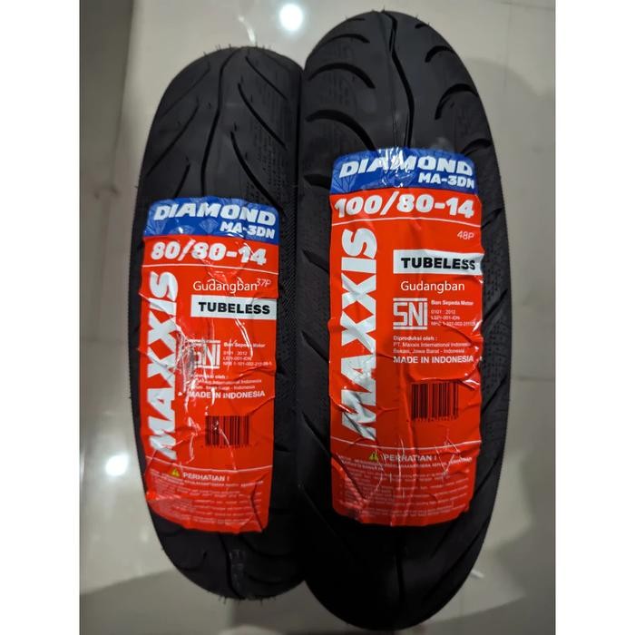 ( Paket 2 Ban ) 80 80 & 100 80 Diamond Maxxis Ma - 3Dn Motor Matic Ring 14 Tubeless Free Pentil