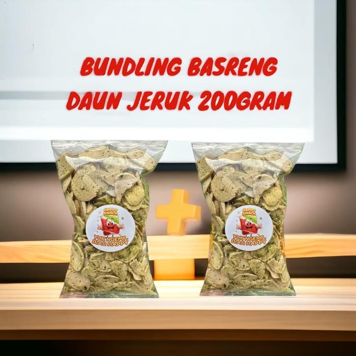

PAKET HEMAT 2 PCS KEMASAN PRAKTIS 200GR BASRENG DAUN JERUK Cemilan Keripik Goreng Pedas Kering Asin