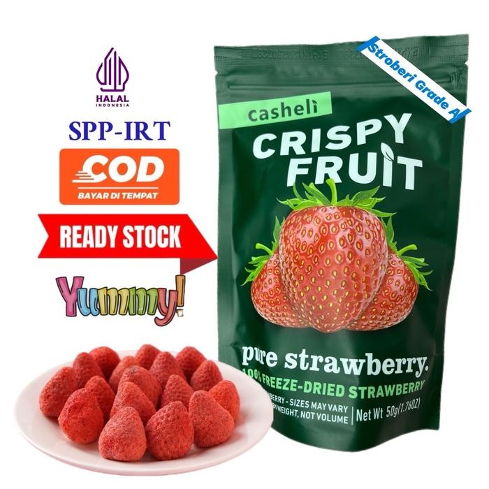 

casheli Crispy Freeze-dried Strawberry Kering 50g Grade A Food Snack Camilan freeze dried Manis