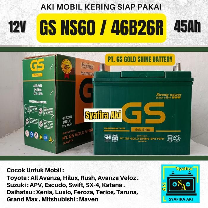 Aki Mobil Toyota Avanza,Rush GS MF NS60 Aki Kering Best Quality