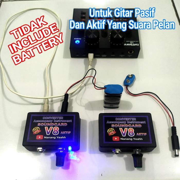 CONVERTER SOUNDCARD V8 AKTIF UNTUK GITAR PASIF & AKTIF YG SUARA PELAN