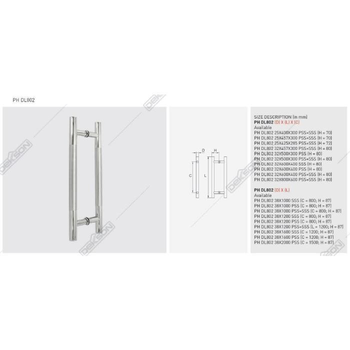 PULL HANDLE DEKKSON DELUXE PH DL802 38X1000 SSS as 80 x panjang 100 cm