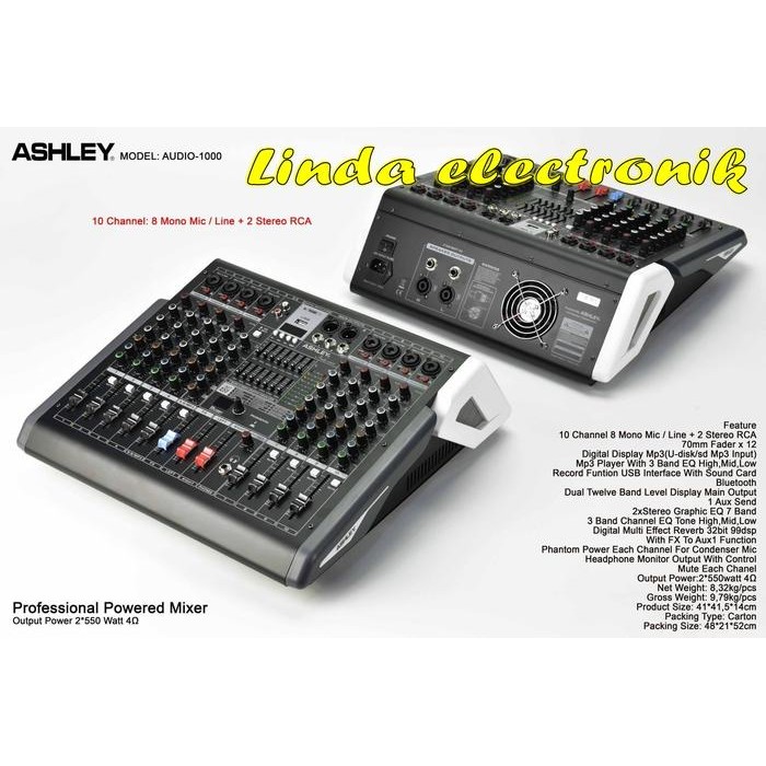 power mixer ashley audio 1000 10 channel 1100 watt