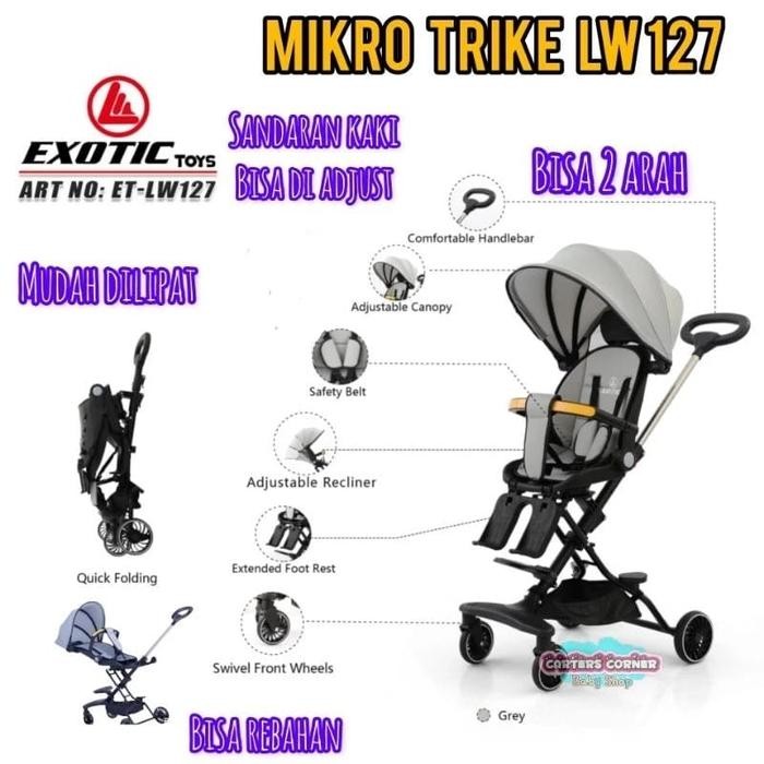 stroller duduk tidur rebahan 3in1 Exotic LW 127 sugar bayi Dorong Roda