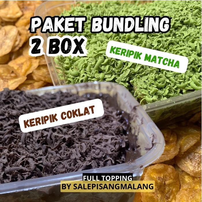 

New PAKET BUNDLING 2 BOX KERIPIK PISANG COKLAT DAN MATCHA KRISPI MELTED 500 gr