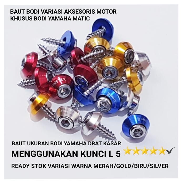 BAUT BODI MOTOR YAMAHA/BAUT SEKRUP BODY MOTOR YAMAHA+RING MONEL WARNA *
