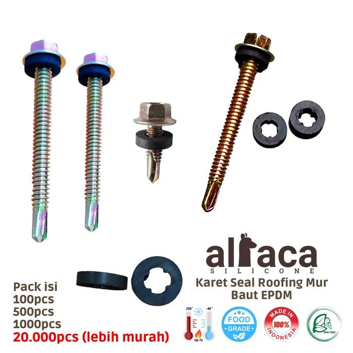 Karet Roofing Rofing Baut Mur Sekrup EPDM ring Baja ringan Washer *