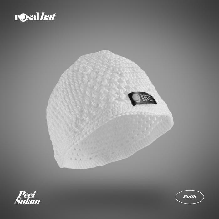 Rosal Peci Rajut Sulam Topi Sholat Pria Dewasa Rosalhat Klasik Kopiah Muslim Songkok Haji Bulat *