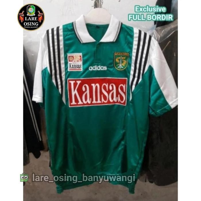 Jersey PERSEBAYA Home Liga KANSAS 1996 / 1997 Hijau Tosca PARAGON Full BORDIR Retro Klasik *