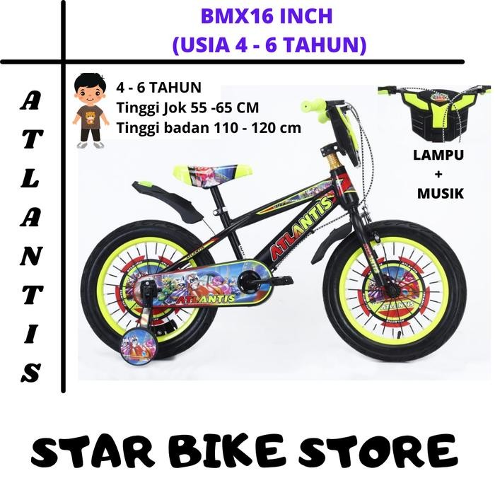Sepeda Tipe Bmx Anak Laki Laki 16 Inch Usia 4 - 6 Tahun