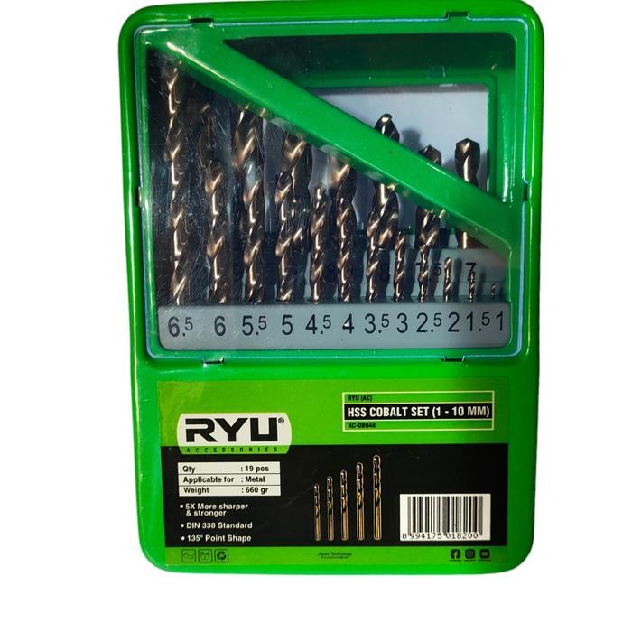 Menarik Mata Bor Besi Set 10 Pcs Ryu By Tekiro - Mata Bor Hss Cobalt 1-10 Mm