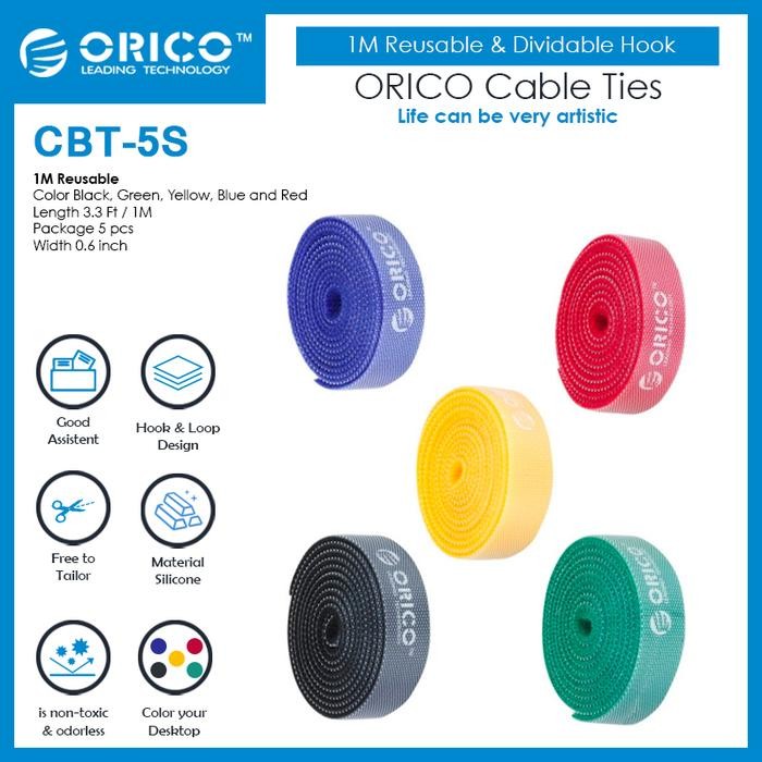 

ORICO CBT-5S 1M Reusable & Dividable Hook and Loop Cable Ties