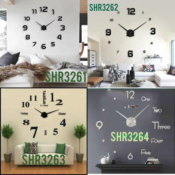 JAM DINDING DIY BESAR ANGKA HURUF 3D / JAM RAKSASA TEMPEL TEMBOK