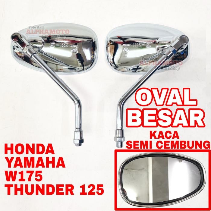 Spion Classic Oval Retro Chrome W175 W250 Cb100 C70 Scoopy Thunder 125 250 Kaca Cb Verza Japstyle