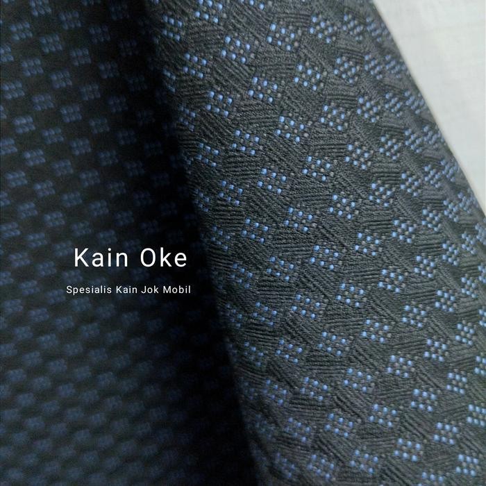 Kain Jok Mobil Hitam Motif Bintik Biru