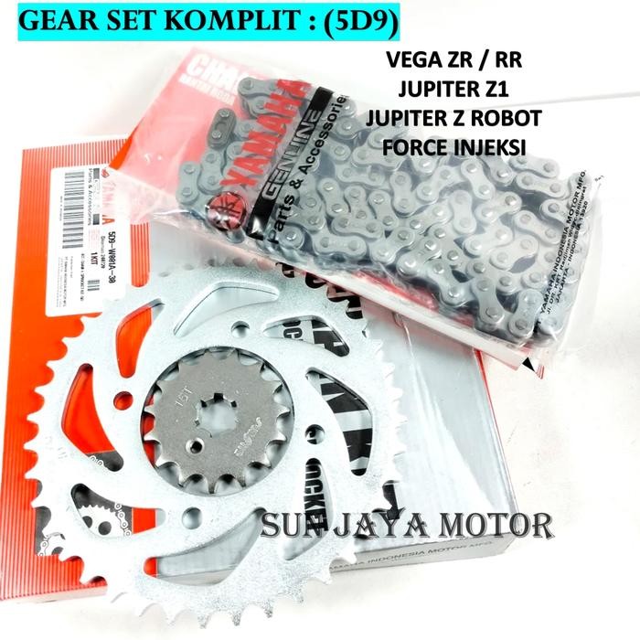 Gear Set Komplit + Rantai Vega Zr - Jupiter Z Robot - Vega Rr - Force 1 Fi - Jupiter Z 1 Motor