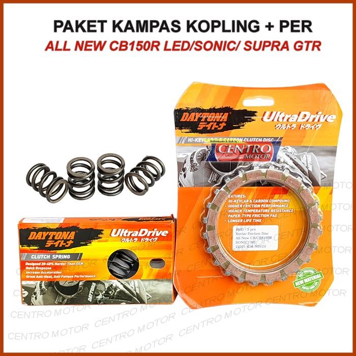 Kampas Kopling + Per Honda New Cb150R/Sonic 150/Supra Gtr. Paket Kampas Kopling Daytona
