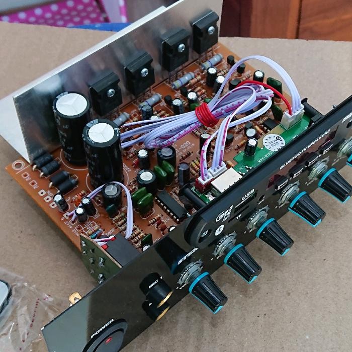 modul kit rangkaian speaker aktif stereo subwoofer plus echo dan USB player bluetooth Amplifier