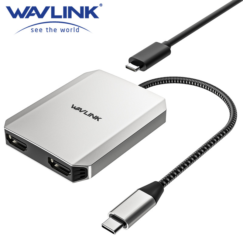 WAVLINK USB C to HDMI Dual Display Adapter Dual 4K@60Hz 3-In-1 HDMI Adapter with 95W Power Delivery 