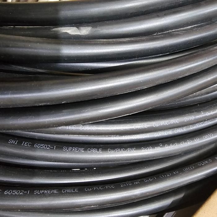 Kabel listrik tunggal hitam nyy 2x10 Supreme 2 x 10 mm permeter