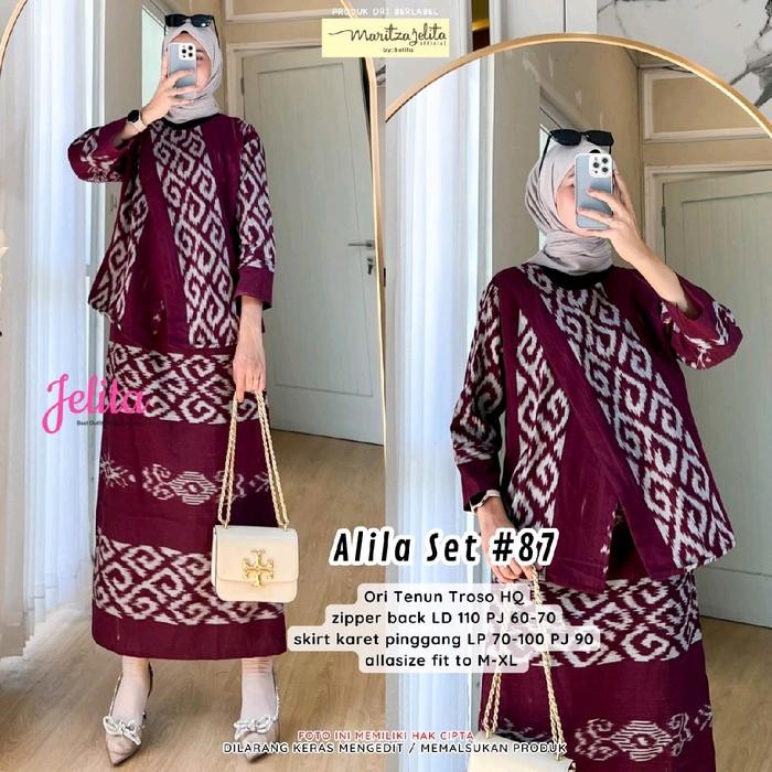 ORIGINAL Setelan Batik tenun ZEAA SET TENUN Wanita hijab Panjang Muslim READY STOCK