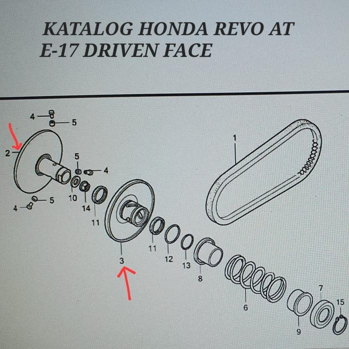 SPAREPART REVO AT : 23210-KWZ-900 / 23224-KWZ-305 1 SET PULLY COWO CEWE REVO AT / PULI COWO CEWE