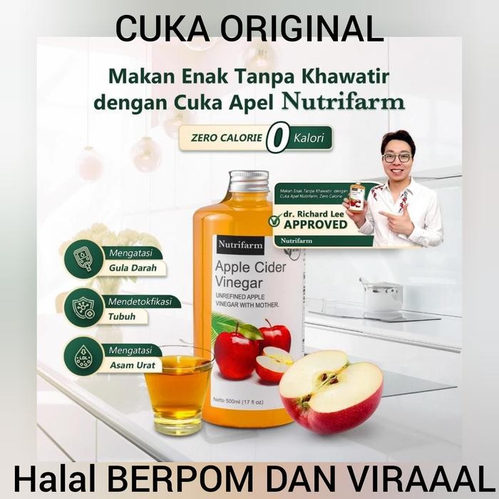 

CUKA APEL ORIGINAL ORGANIK 500ML / APPLE CIDER VINEGAR WITH MOTHER/ CUKA SARI APEL / BRAGG NUTRIFARM
